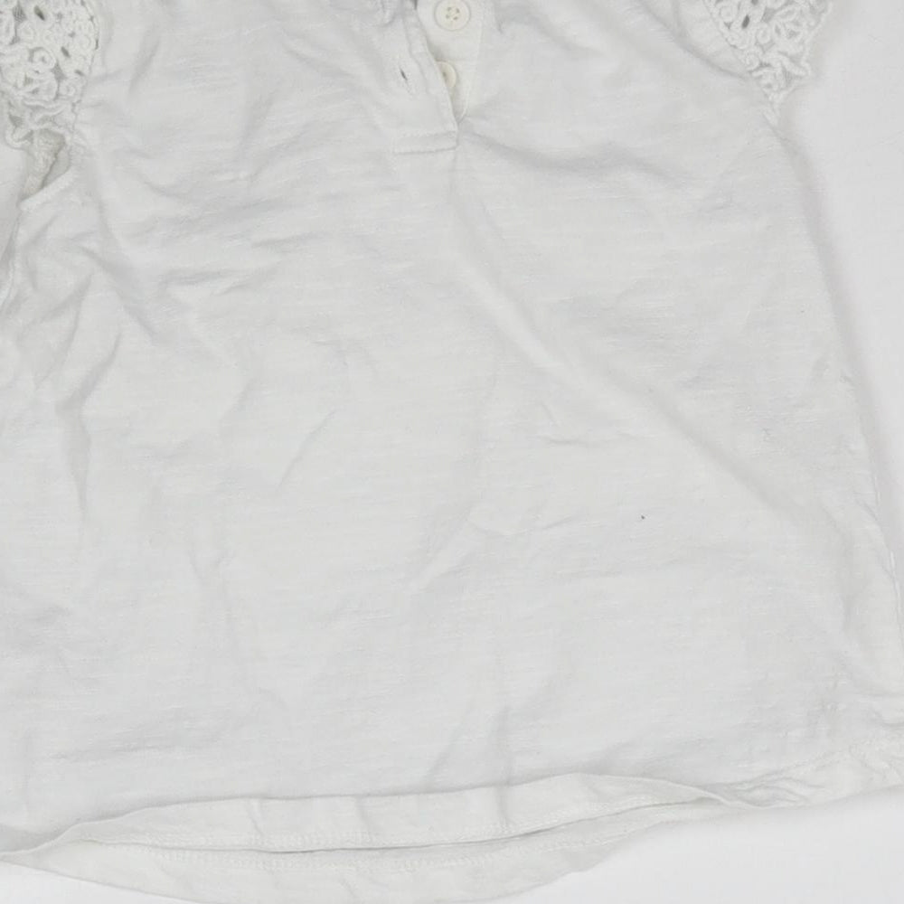 F&F Girls White   Basic T-Shirt Size 9-12 Months  - Lace