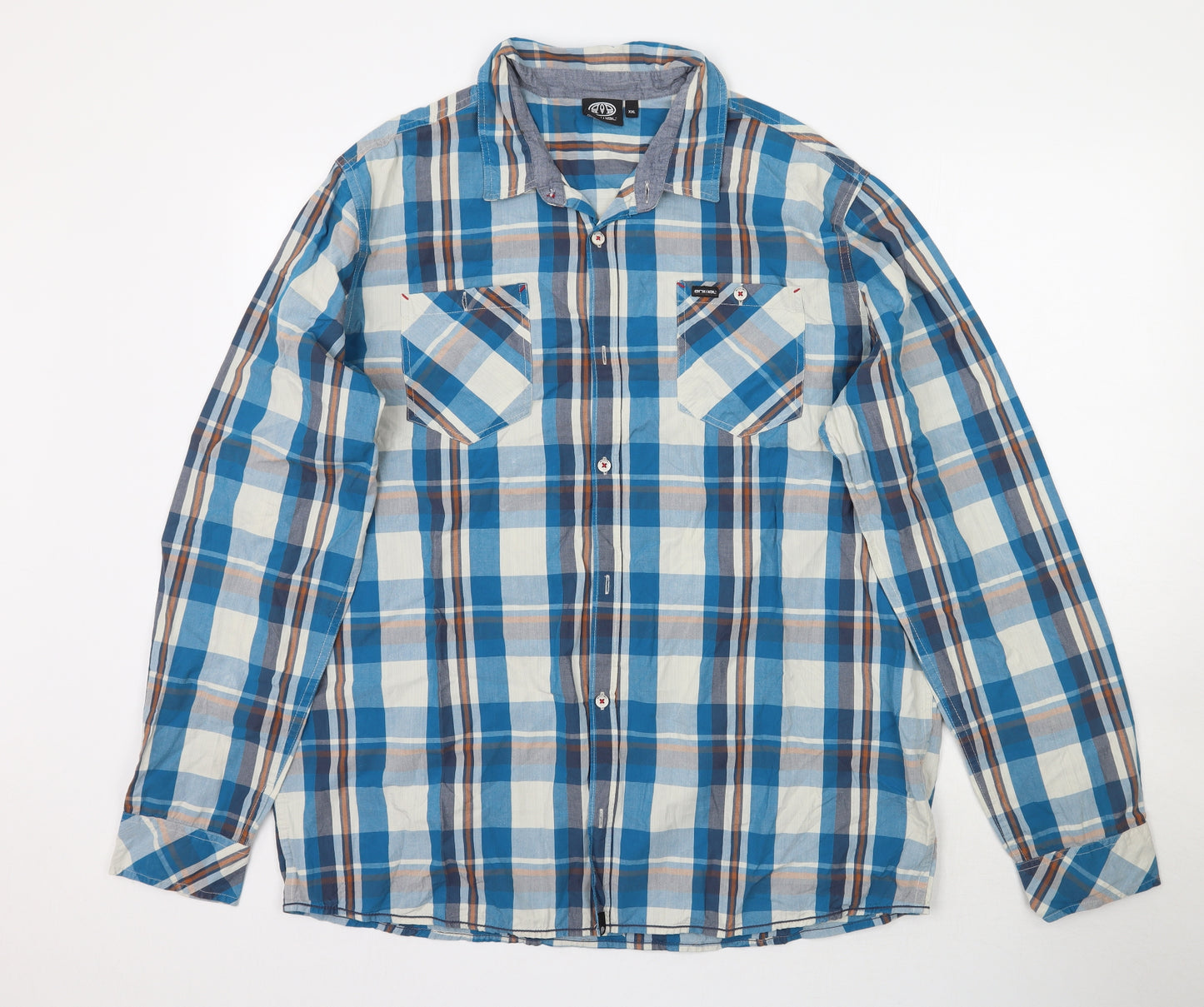 Animal Mens Blue Plaid   Button-Up Size 2XL