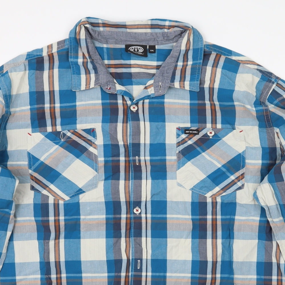 Animal Mens Blue Plaid   Button-Up Size 2XL