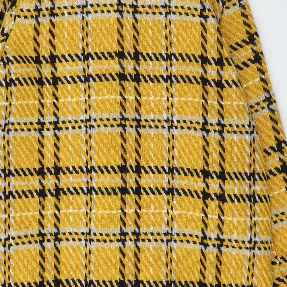 TU Womens Yellow Plaid  Overcoat Coat Size 18