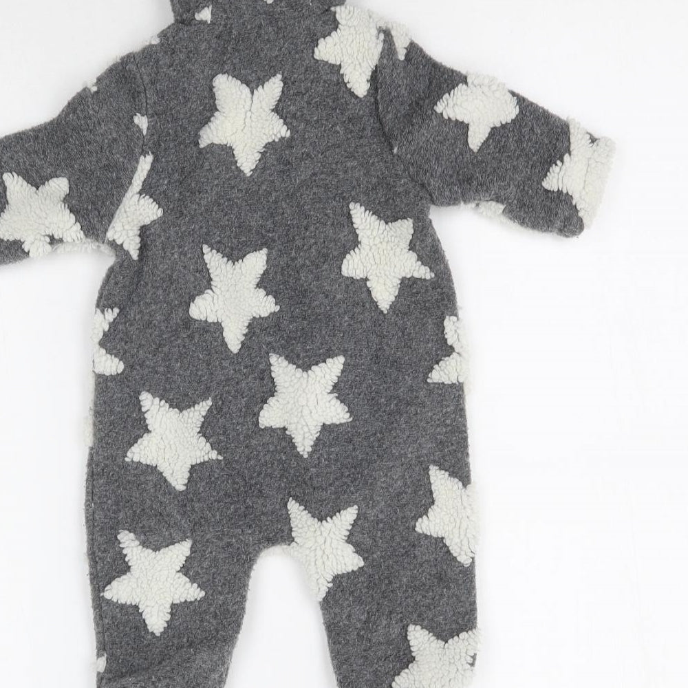 TU Baby Grey   Babygrow One-Piece Size 0-3 Months  - Star pattern