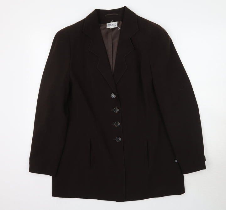 Meico Womens Brown   Overcoat Blazer Size 14