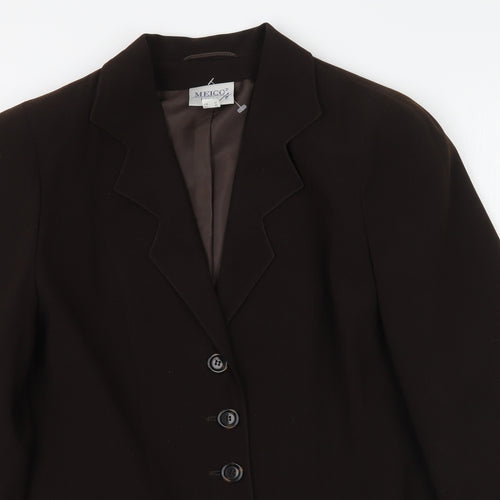 Meico Womens Brown   Overcoat Blazer Size 14