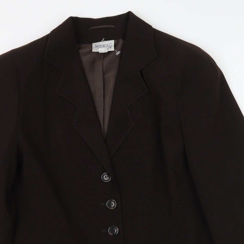 Meico Womens Brown   Overcoat Blazer Size 14