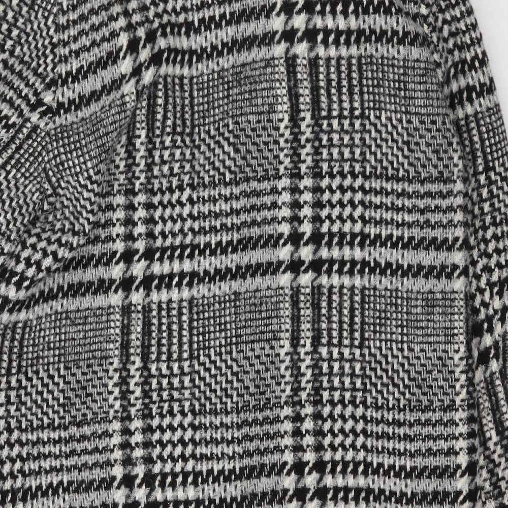 George Womens Black Plaid  Overcoat Coat Size 14