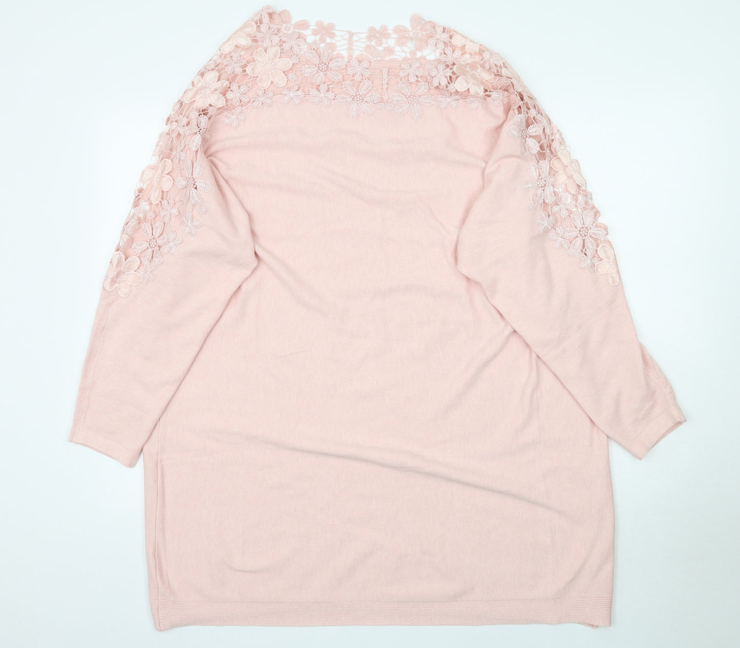 Preworn Womens Pink  Knit Pullover Jumper Size L  - Lace Detail