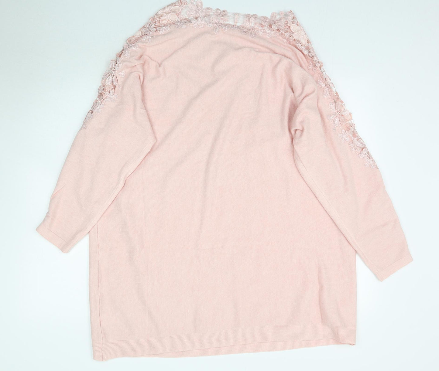 Preworn Womens Pink  Knit Pullover Jumper Size L  - Lace Detail