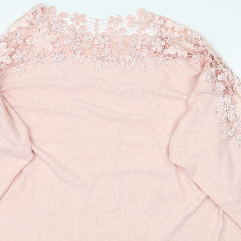 Preworn Womens Pink  Knit Pullover Jumper Size L  - Lace Detail