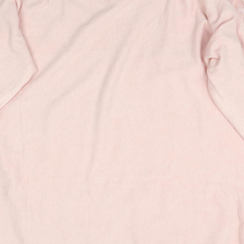 Preworn Womens Pink  Knit Pullover Jumper Size L  - Lace Detail