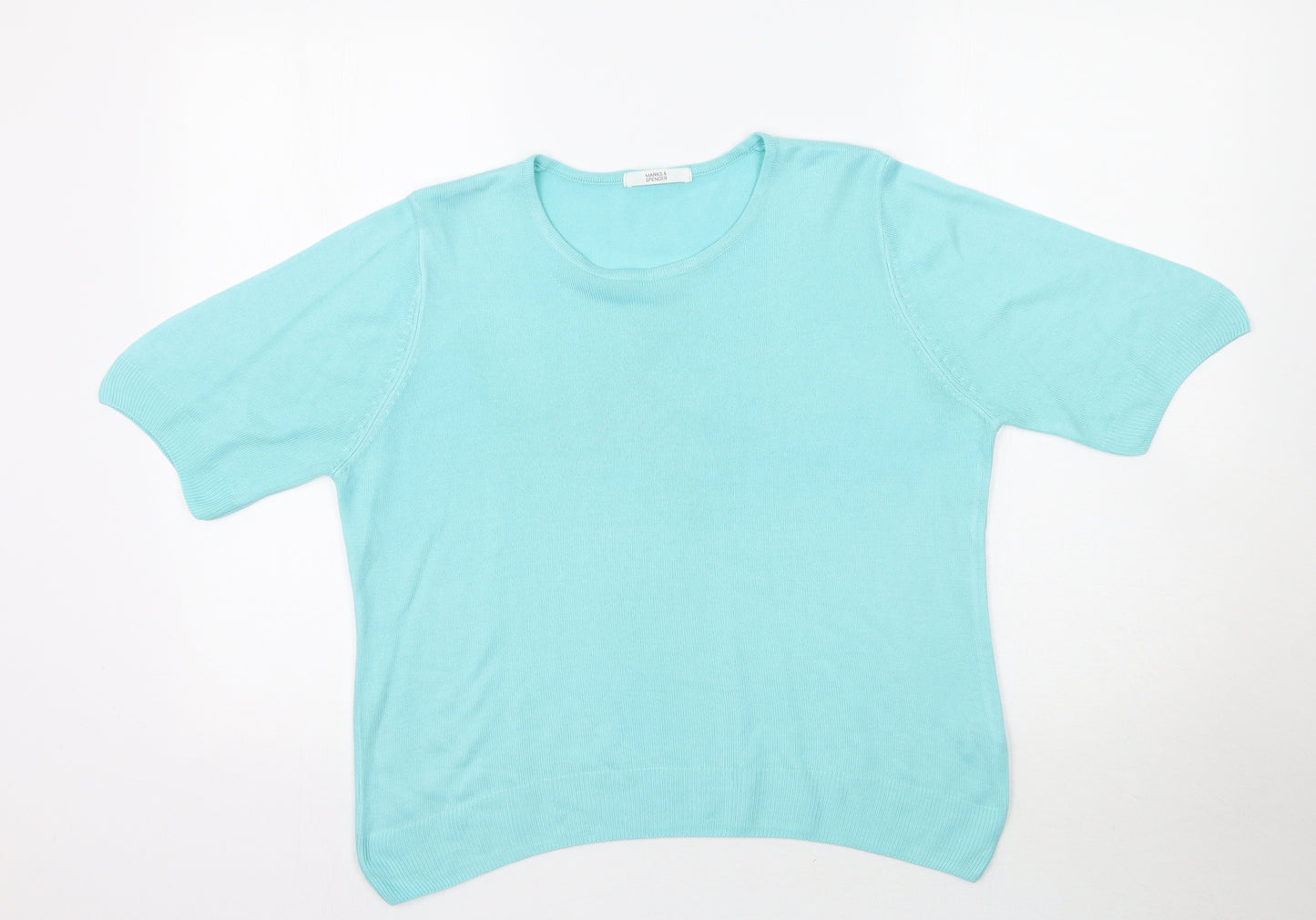 Marks and Spencer Womens Blue  Knit Basic T-Shirt Size 14