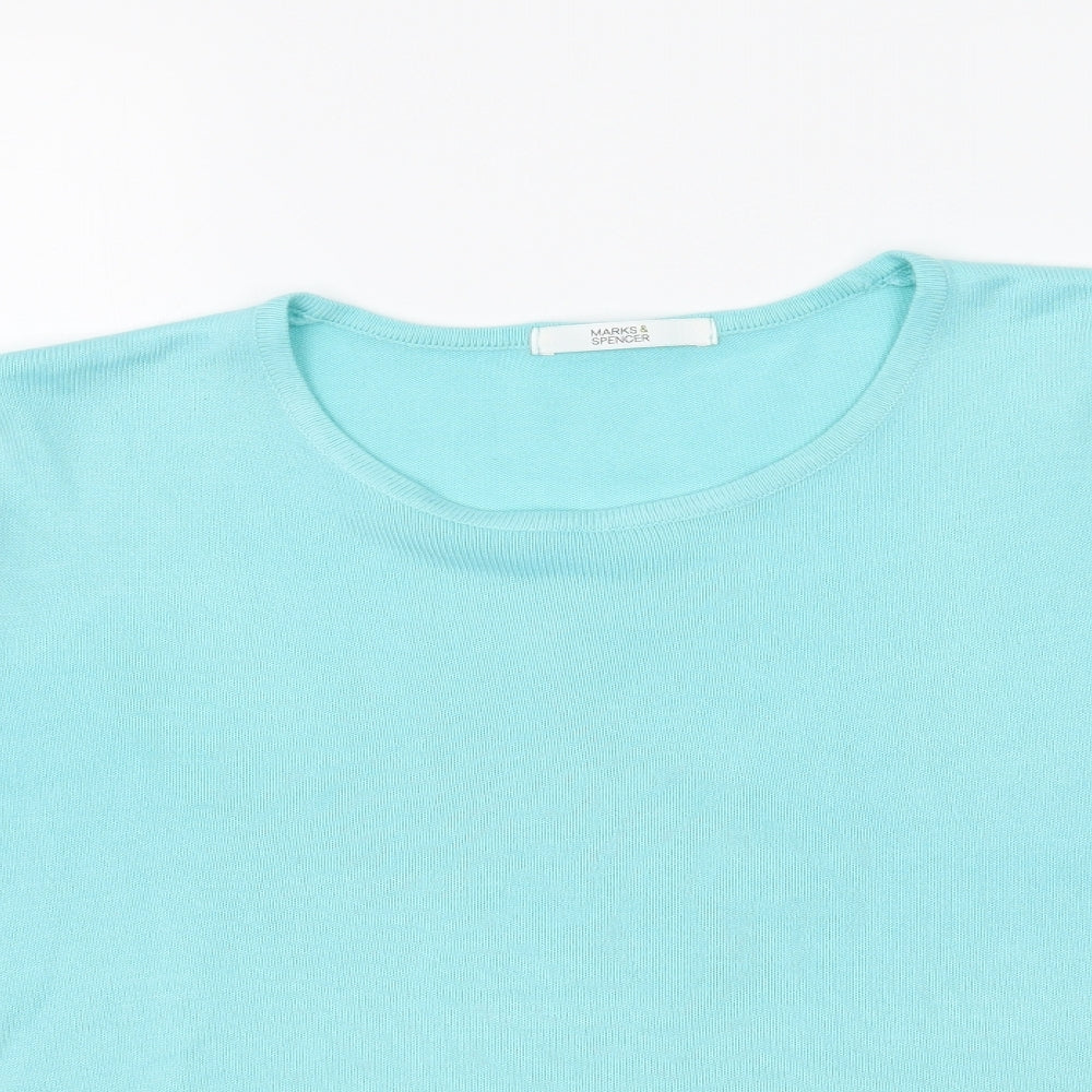 Marks and Spencer Womens Blue  Knit Basic T-Shirt Size 14