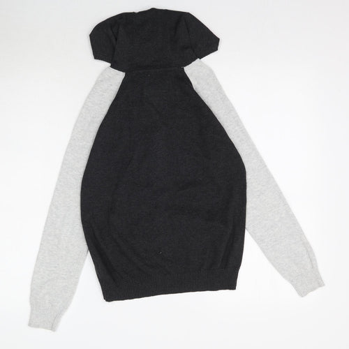 Rebel Boys Grey  Knit Full Zip Hoodie Size 9-10 Years