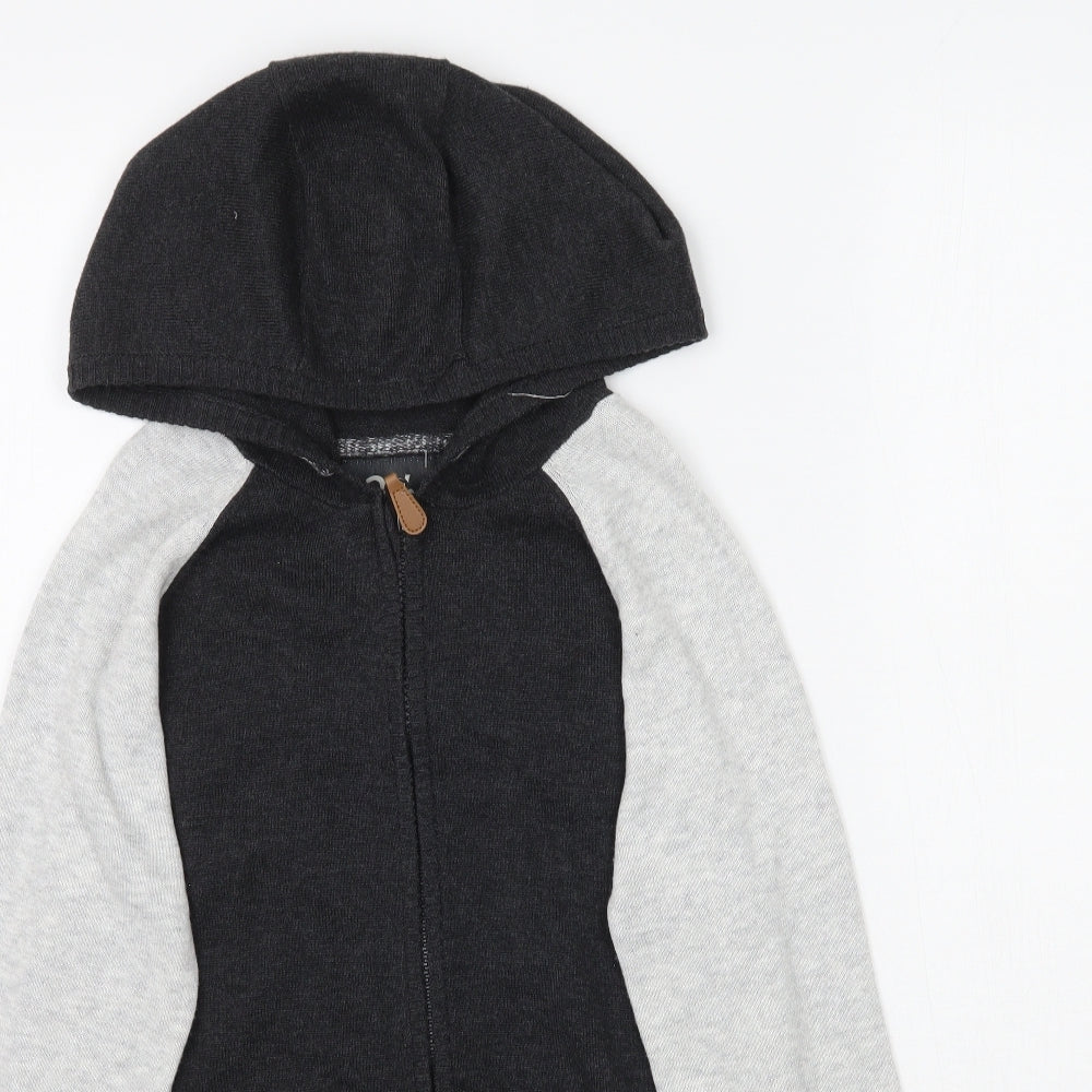 Rebel Boys Grey  Knit Full Zip Hoodie Size 9-10 Years