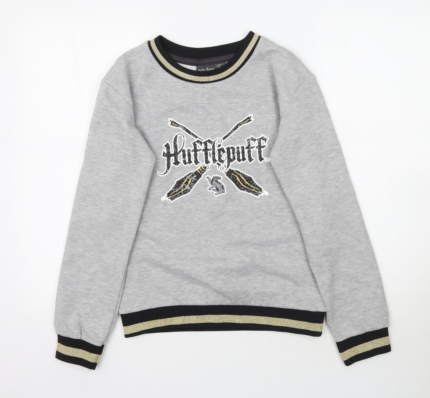 Primark Womens Grey   Pullover Sweatshirt Size 4  - Harry Potter Hufflepuff