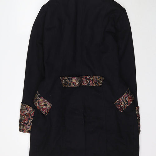 Preworn Womens Black Paisley  Overcoat Coat Size S
