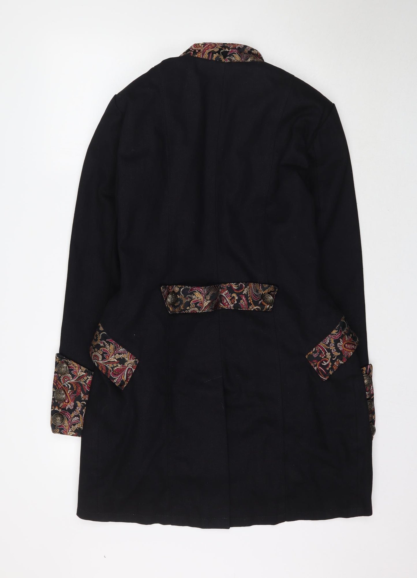Preworn Womens Black Paisley  Overcoat Coat Size S