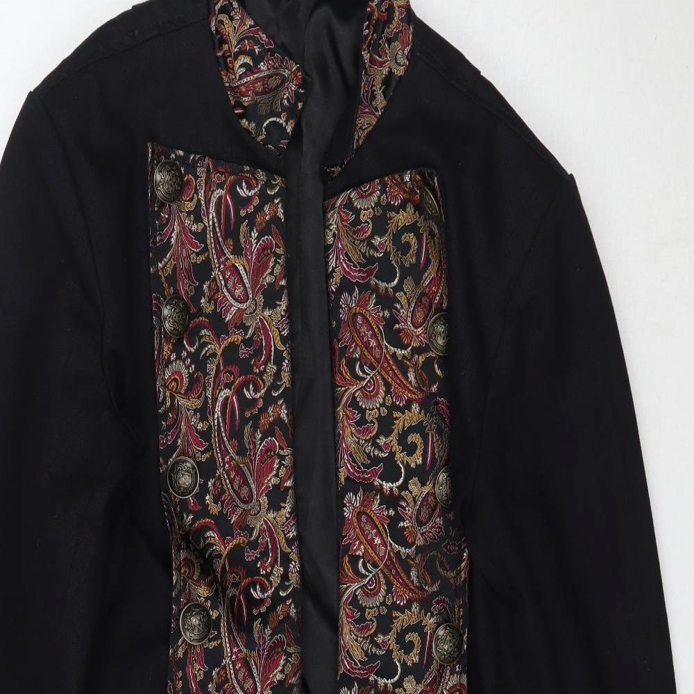 Preworn Womens Black Paisley  Overcoat Coat Size S