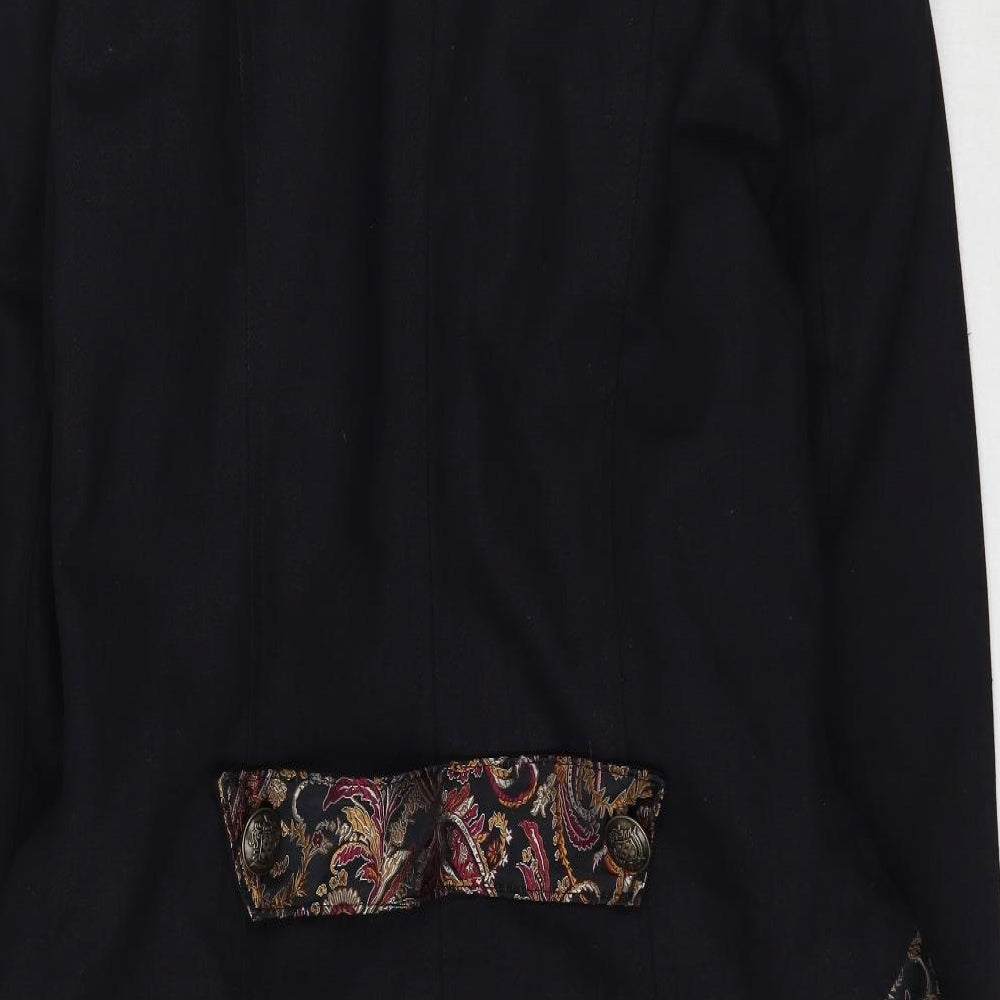 Preworn Womens Black Paisley  Overcoat Coat Size S