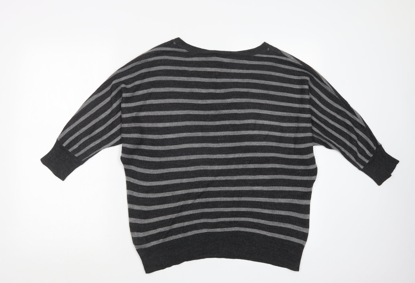 BHS Womens Grey Striped Knit Pullover Jumper Size 14