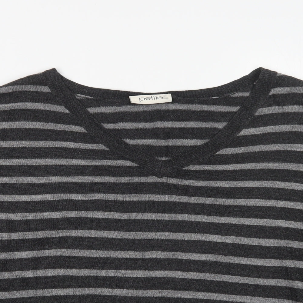 BHS Womens Grey Striped Knit Pullover Jumper Size 14