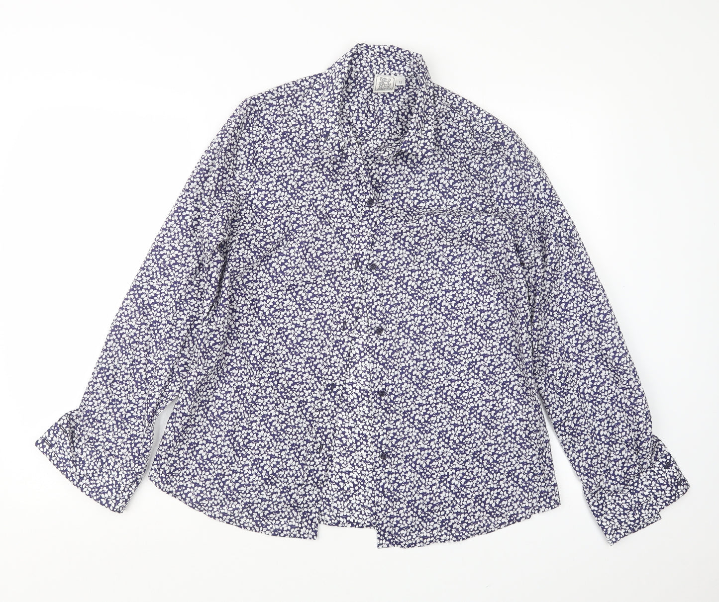 Oxford Shirt Co. Womens Purple Geometric  Basic Button-Up Size 12