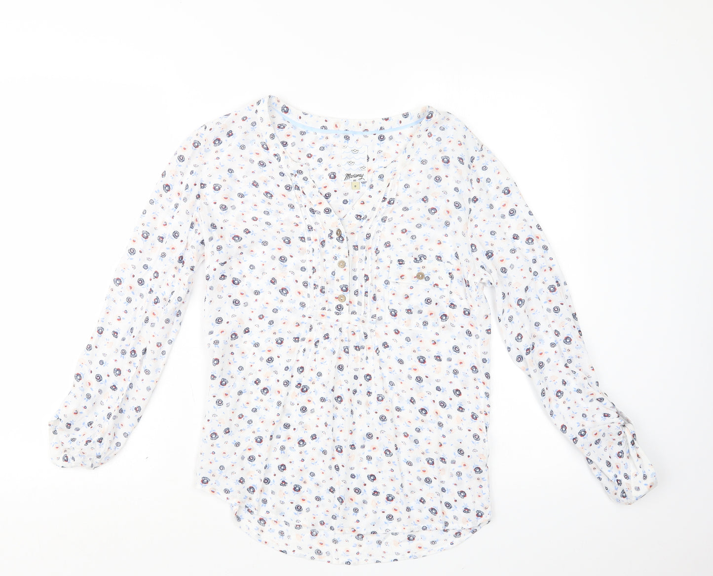 Mantaray Womens White Geometric  Basic Blouse Size 8