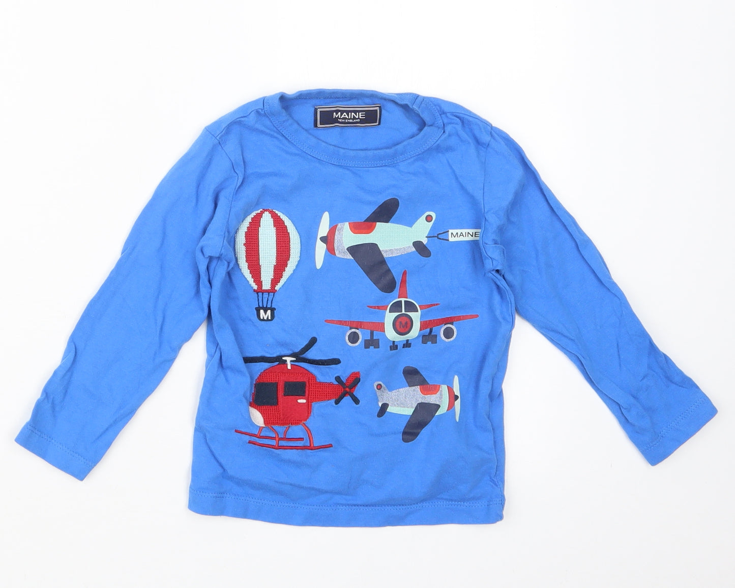 Maine Boys Blue Geometric   Pyjama Top Size 2-3 Years