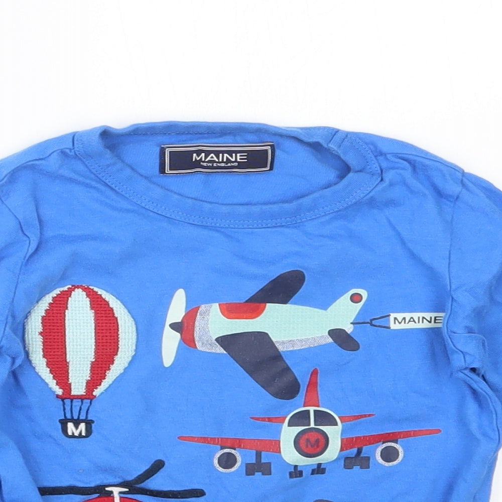 Maine Boys Blue Geometric   Pyjama Top Size 2-3 Years