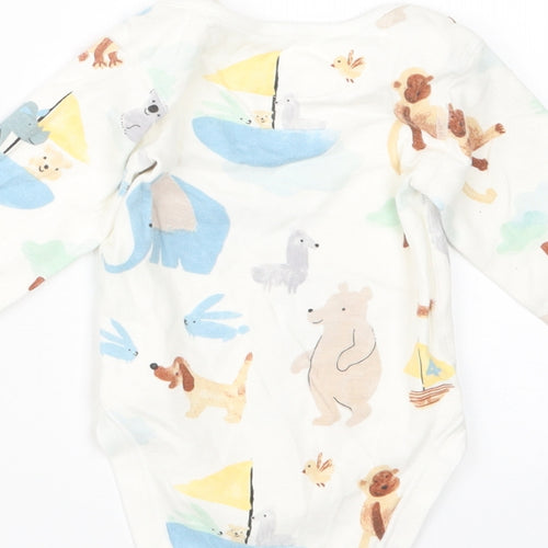Marks and Spencer Baby White Geometric  Babygrow One-Piece Size 9-12 Months