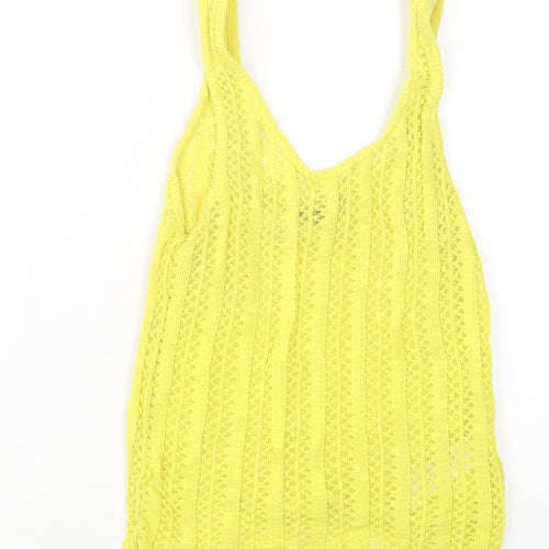 Topshop Womens Yellow  Knit Pullover Jumper Size 10  - Cropped