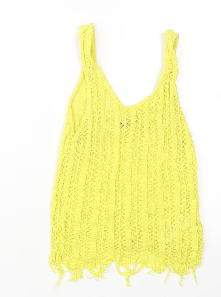 Topshop Womens Yellow Knit Pullover Jumper Size 10 - Cropped
