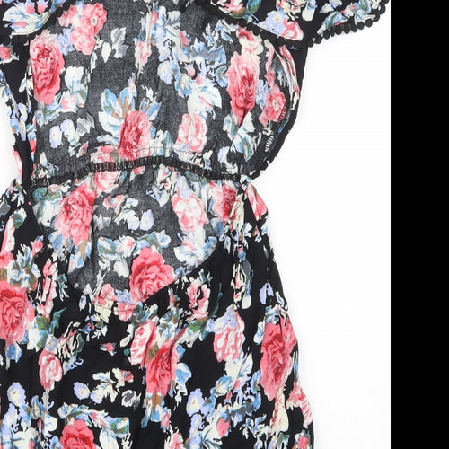 Select Womens Black Floral  Mini  Size 10