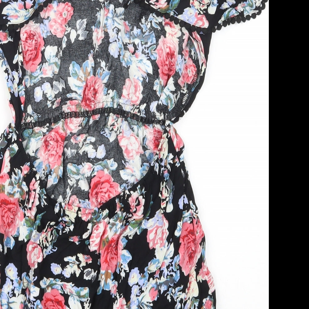 Select Womens Black Floral  Mini  Size 10