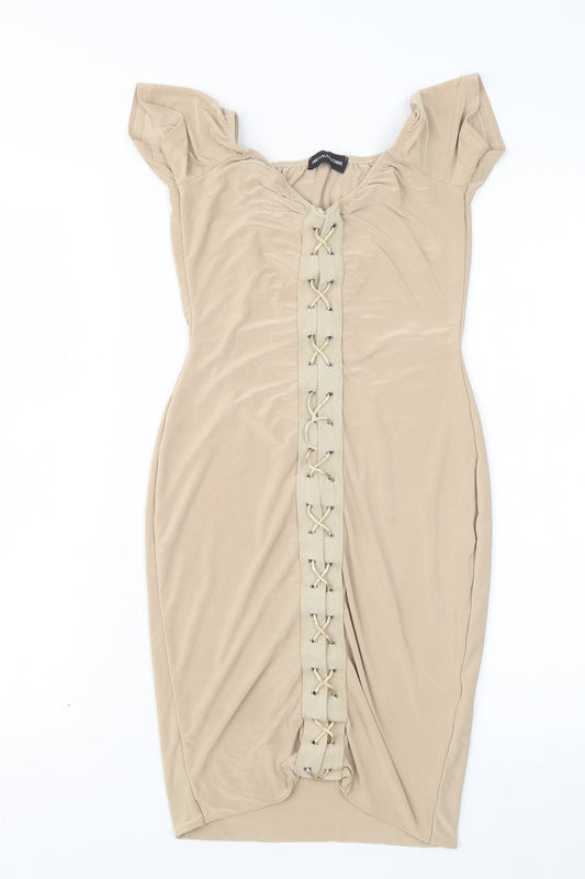 PRETTYLITTLETHING Womens Beige   Mini  Size 8