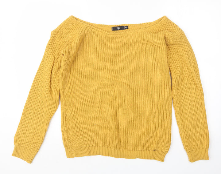 Missguided Womens Yellow  Knit Pullover Jumper Size M