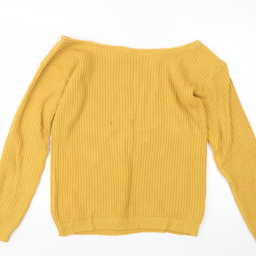 Missguided Womens Yellow  Knit Pullover Jumper Size M