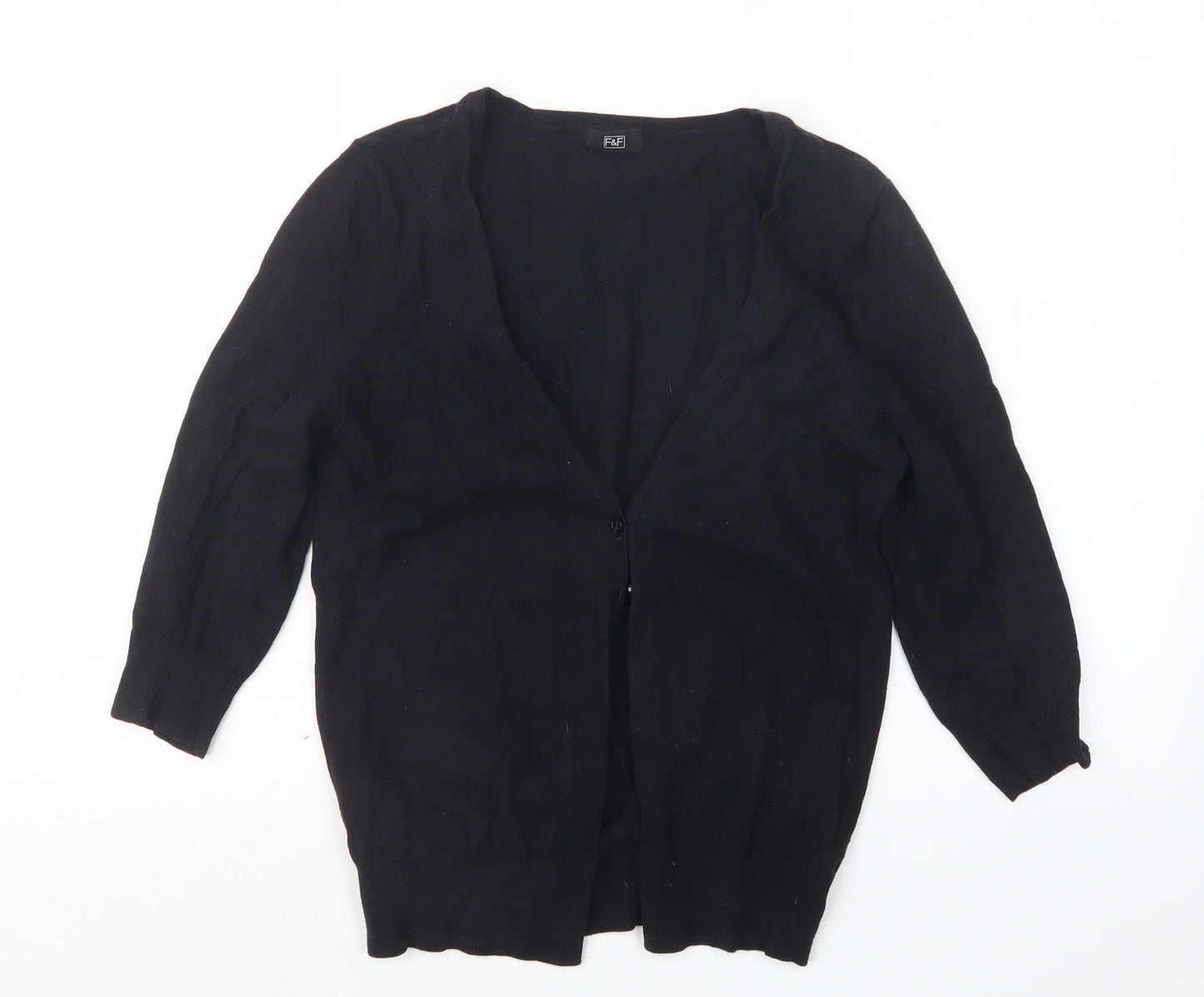 F&F Womens Black  Knit Cardigan Jumper Size 12