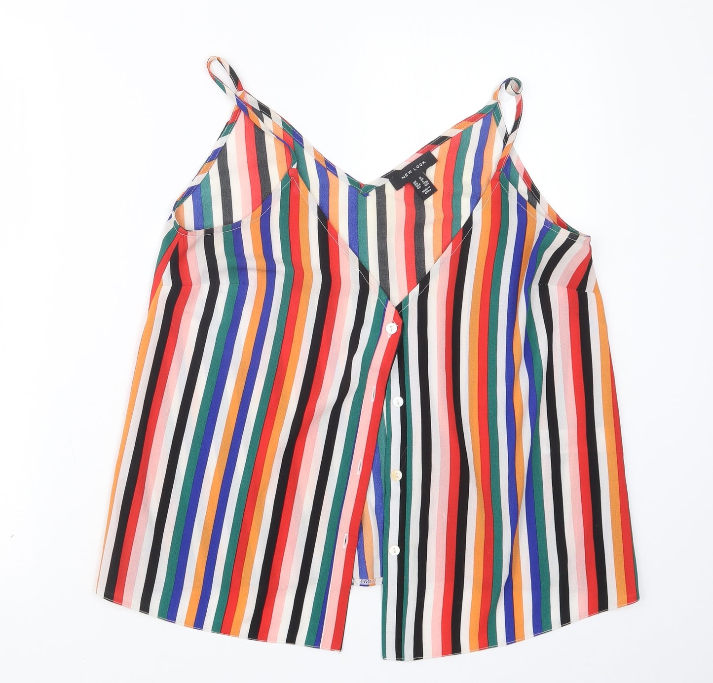 New Look Womens Red Striped  Basic Button-Up Size 12