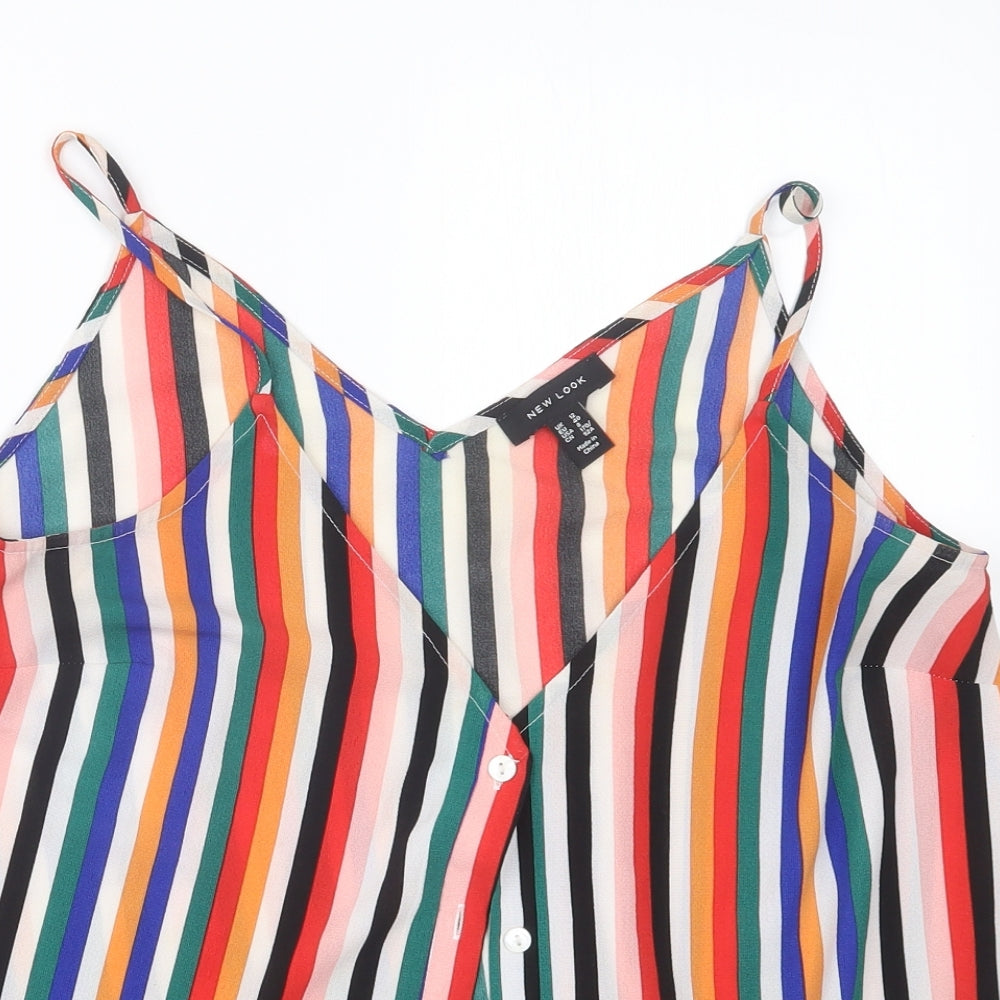 New Look Womens Red Striped  Basic Button-Up Size 12