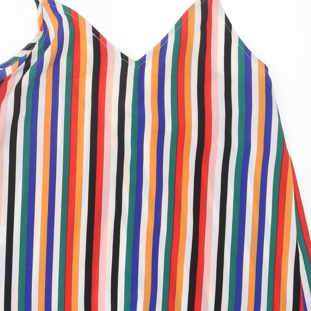 New Look Womens Red Striped  Basic Button-Up Size 12