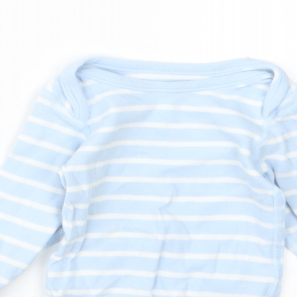 Marks and Spencer Boys Blue Striped  Babygrow One-Piece Size 3-6 Months