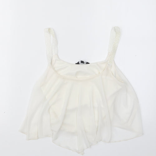 New Look Womens White   Cropped T-Shirt Size 10