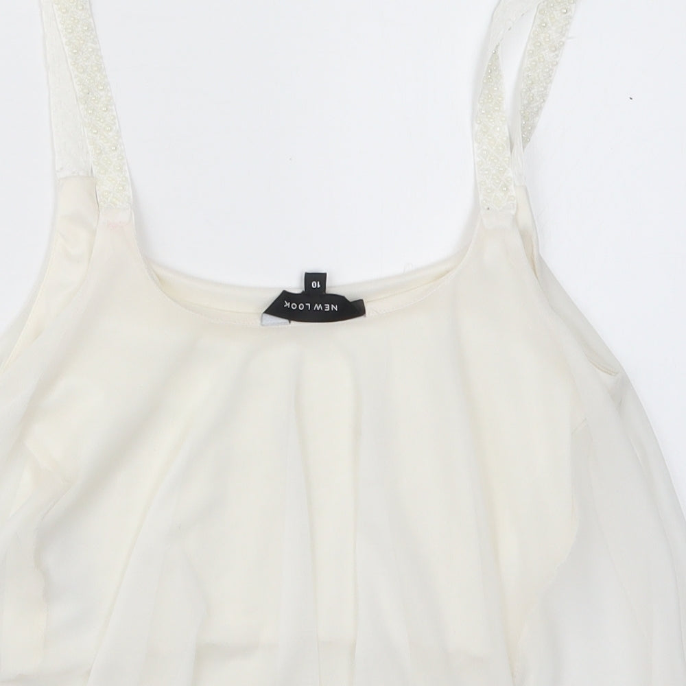 New Look Womens White   Cropped T-Shirt Size 10