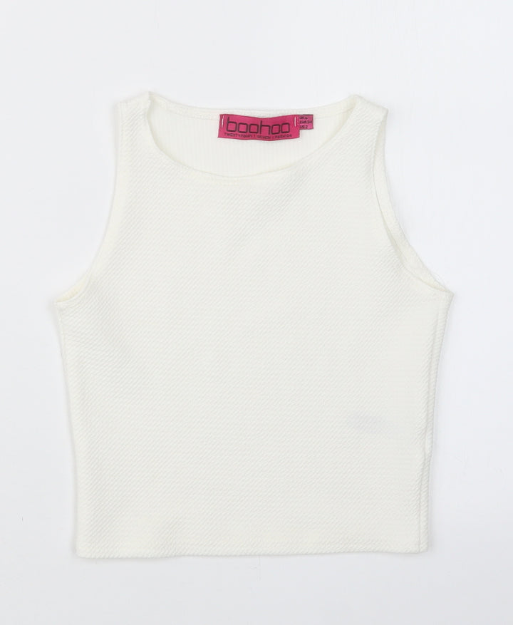 Boohoo Womens Ivory   Basic T-Shirt Size 6