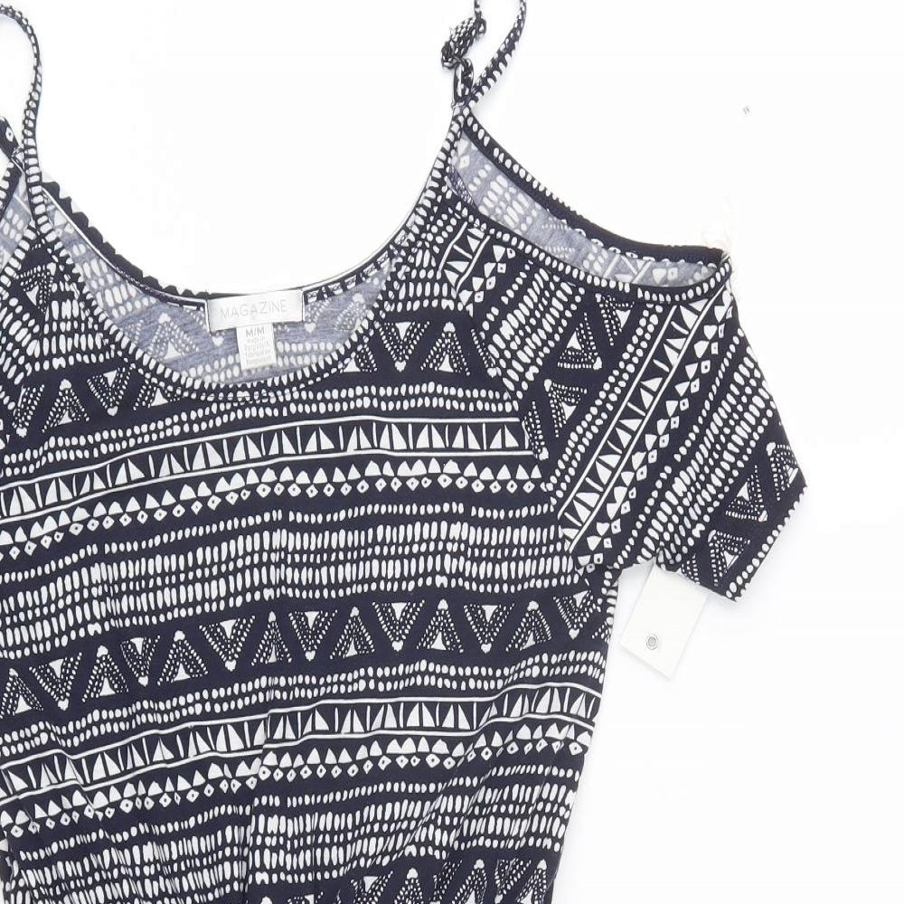 Magazine Womens Blue Fair Isle  Jumpsuit One-Piece Size M
