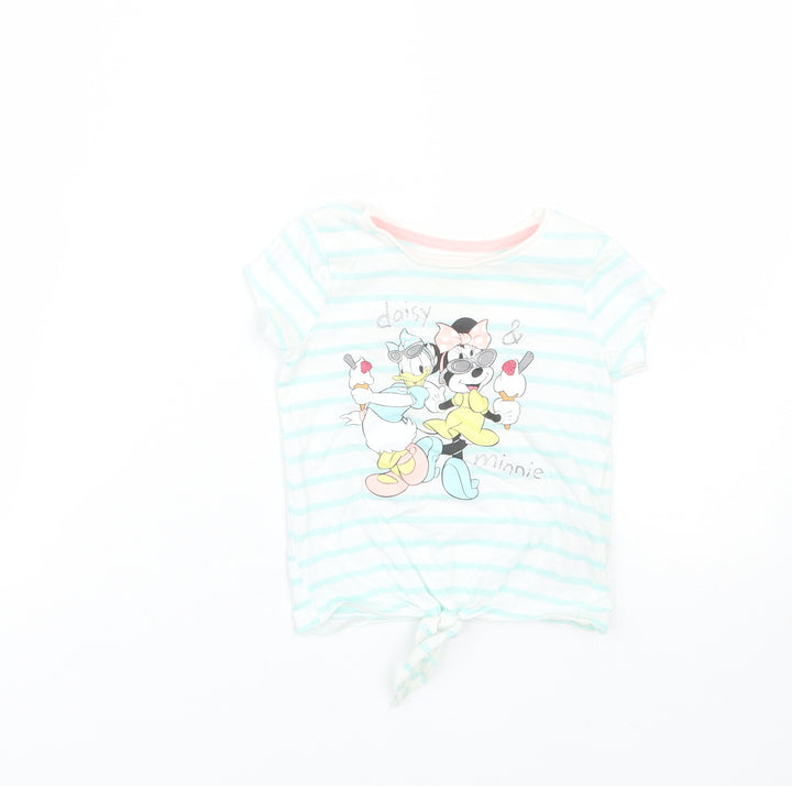 Disney Girls Blue Striped  Basic T-Shirt Size 9-12 Months  - Minnie Mouse