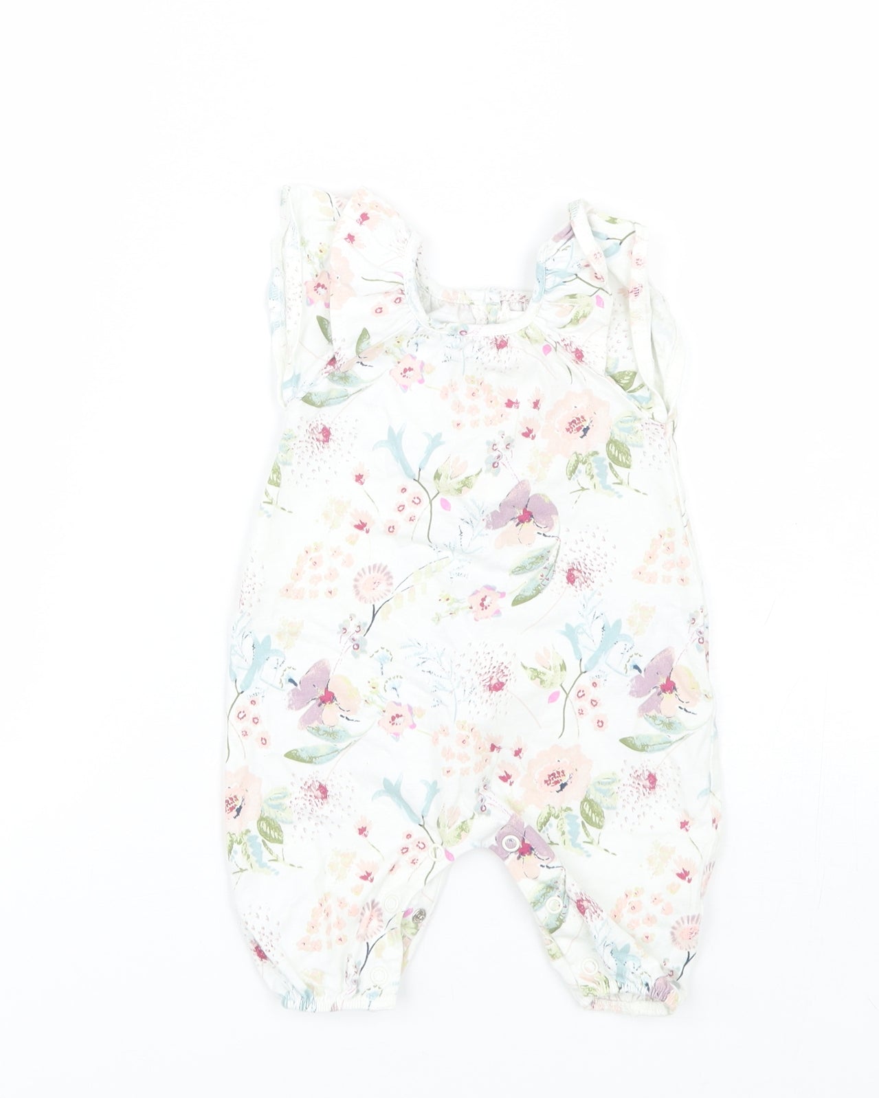 NEXT Girls White Floral  Coverall One-Piece Size 0-3 Months  - 0-1 Months