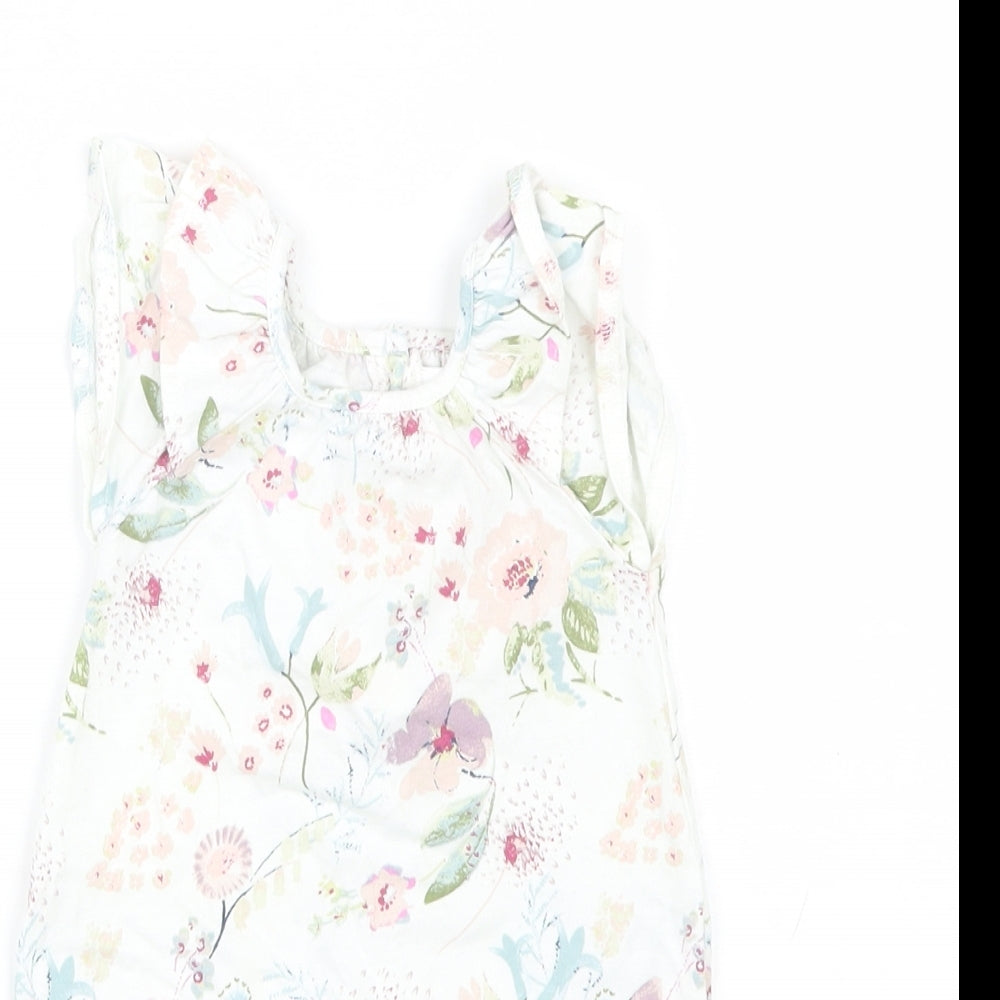 NEXT Girls White Floral  Coverall One-Piece Size 0-3 Months  - 0-1 Months