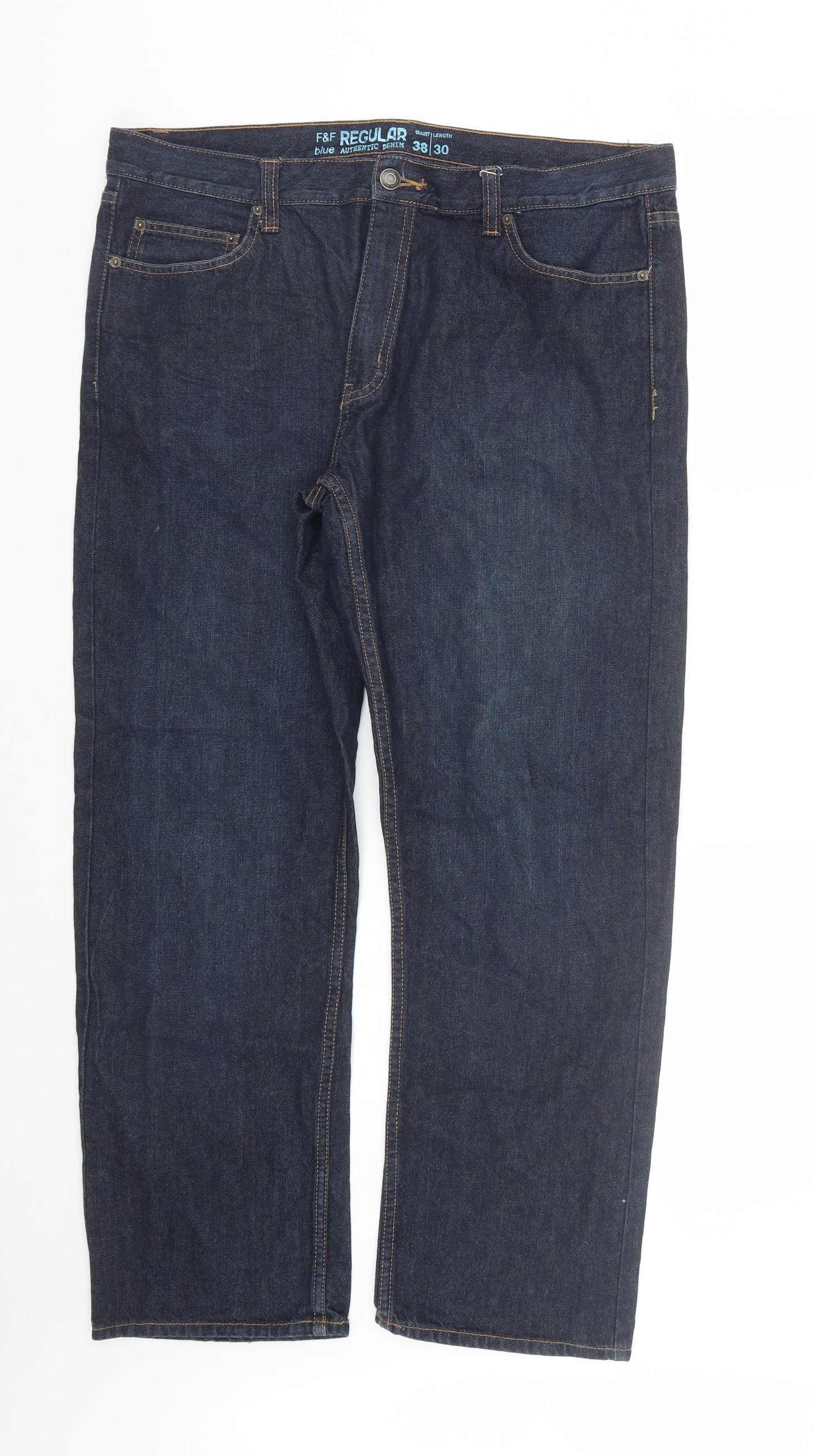 F&F Mens Blue  Denim Straight Jeans Size 38 L28 in
