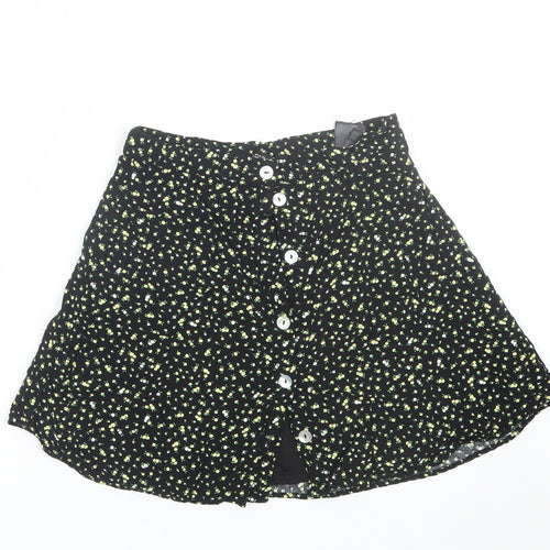 H&M Womens Black Floral  Mini Skirt Size 6